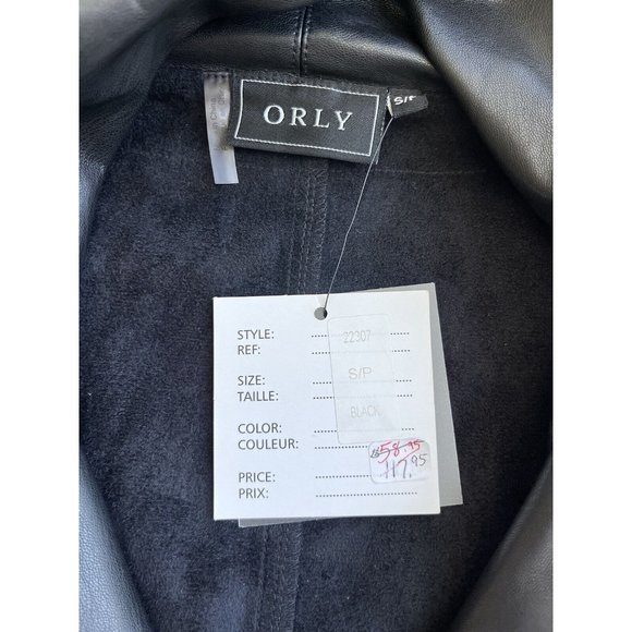Jacket Cardigan Blazer  faux leather‎ NWT black Small Orly S Lightweight - Picture 7 of 12